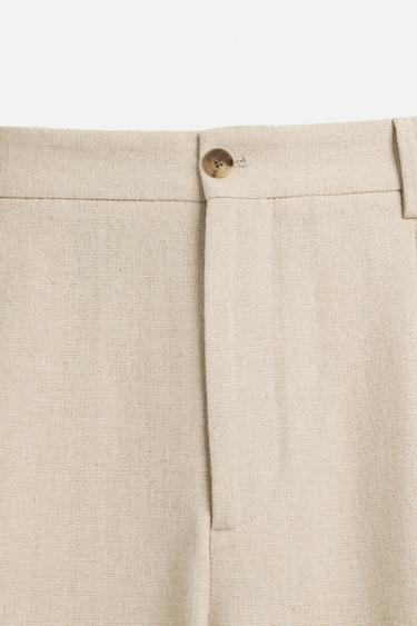 PANTALON LIN - COTON PLIS - Beige clair de Zara - Image 7
