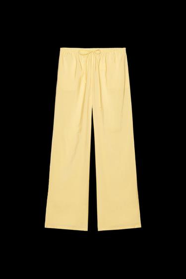 Zara FLOWY PANTS - Light yellow - Image 0