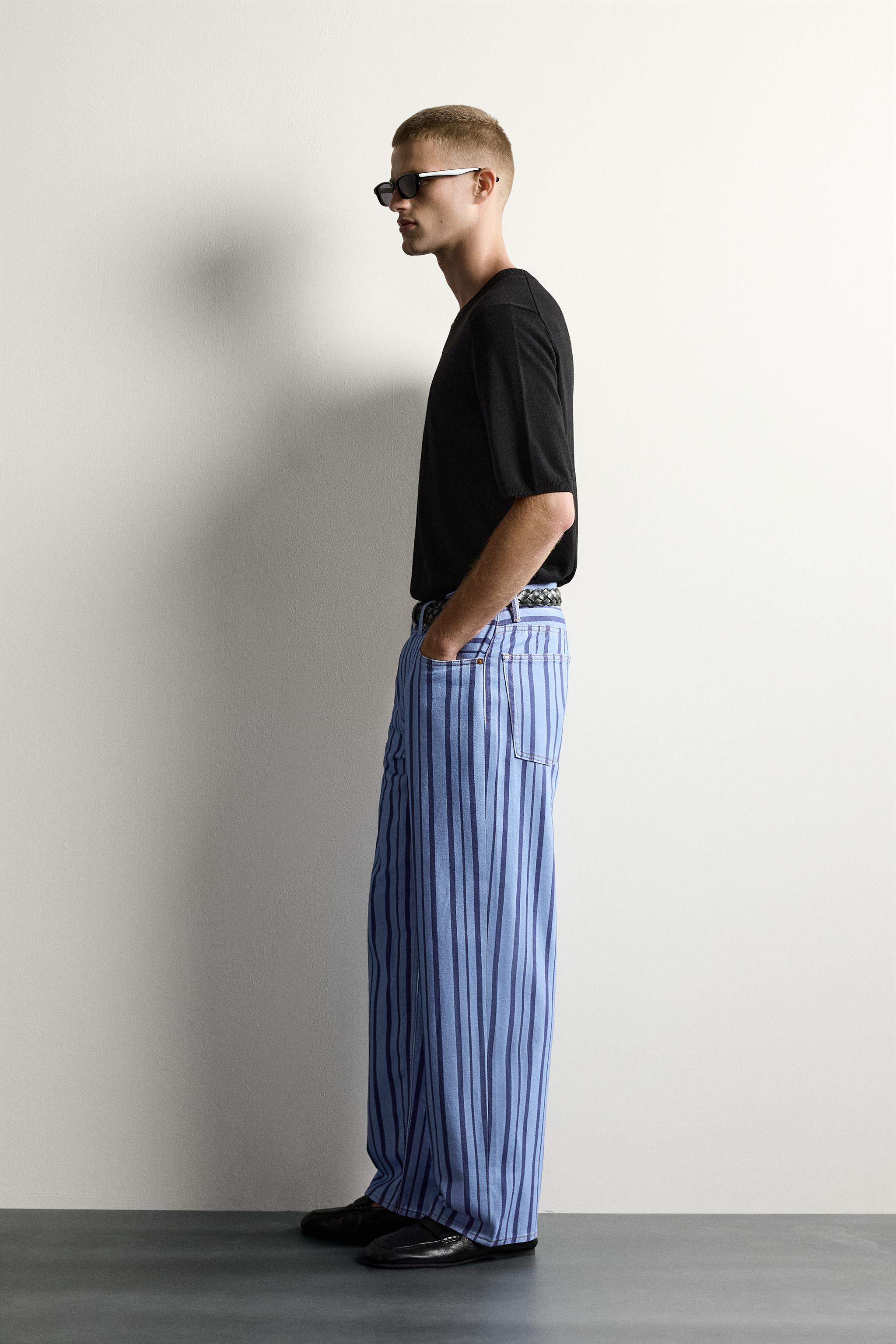 Мужские джинсы Zara STRIPED STRAIGHT FIT PANTS — фото 4