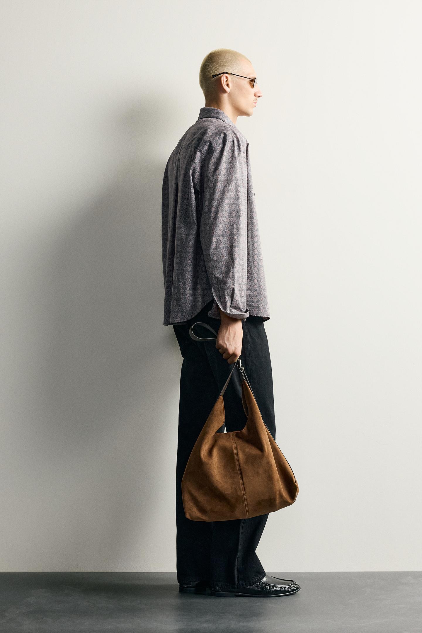 Мужская рубашка Zara Reverse-Effect Geometric Print, цвет: Красный — фото 4