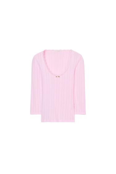 POINTELLE T-SHIRT - Pink by Zara