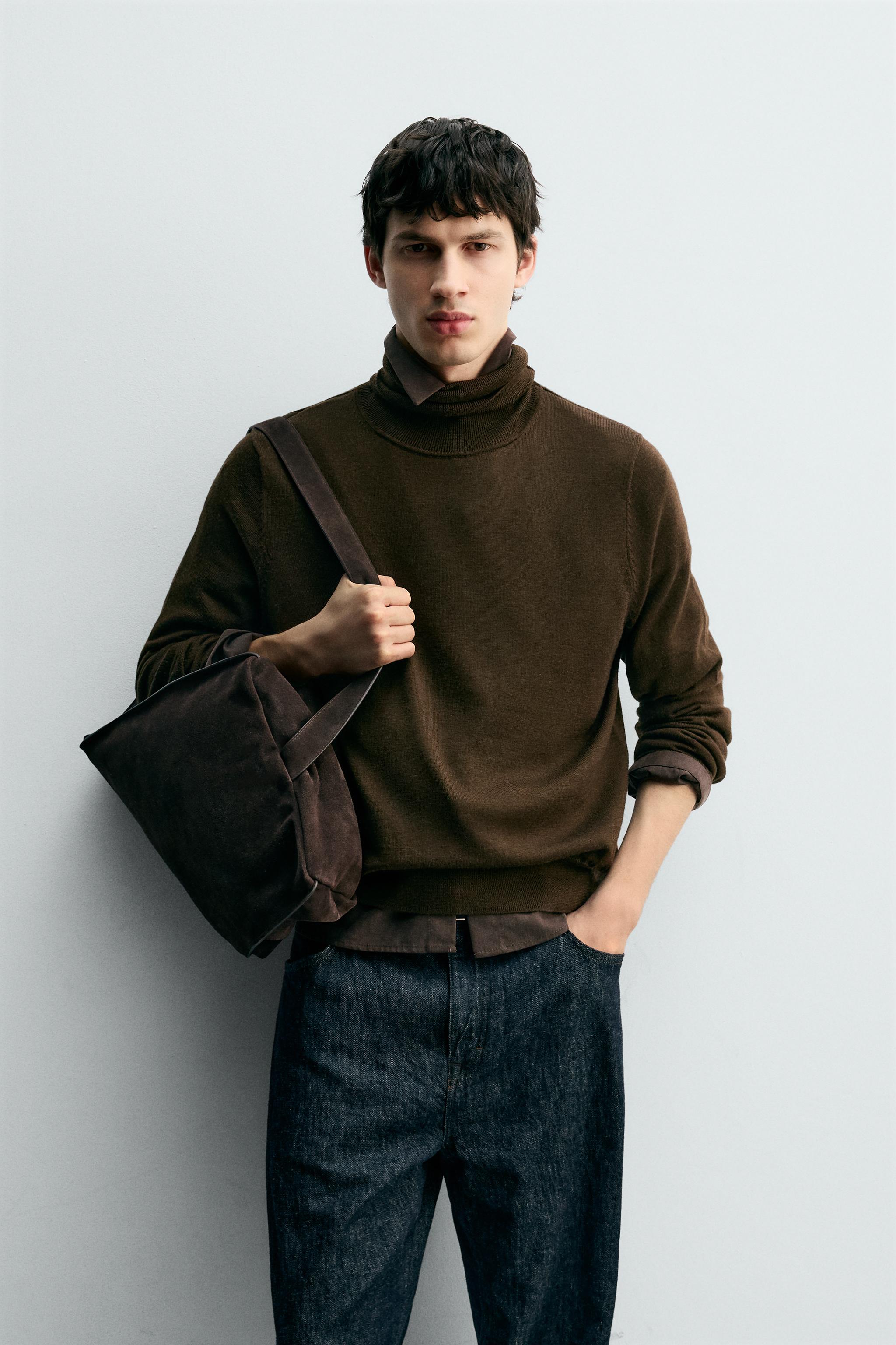 WOOL HIGH-NECK JUMPER - Brown | ZARA United States