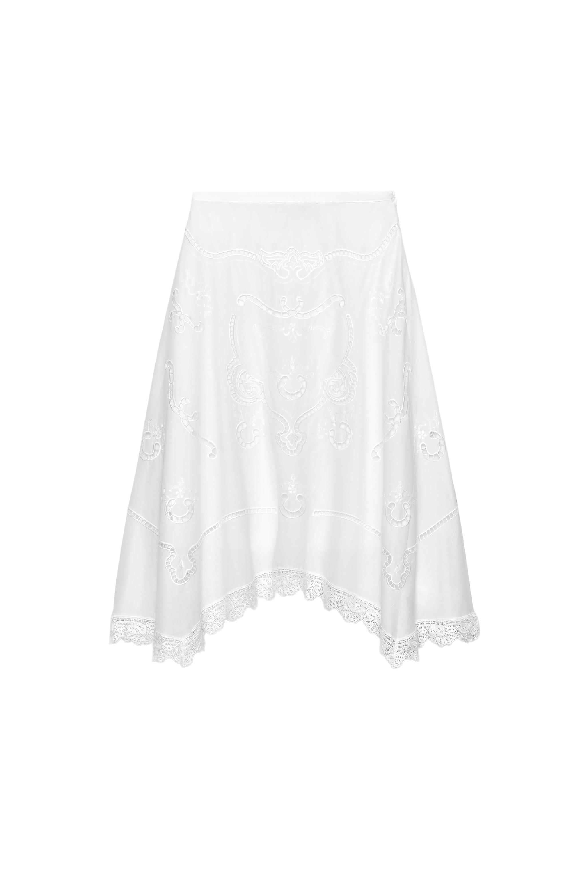 ZW COLLECTION EMBROIDERED ASYMMETRIC SKIRT - White | ZARA Canada