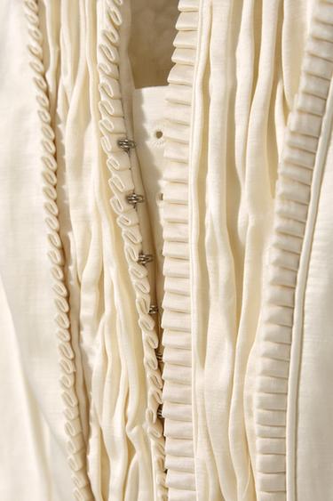 LINEN BLEND CORSET JACKET KATE MOSS X ZARA - White / Pink by Zara - Image 3