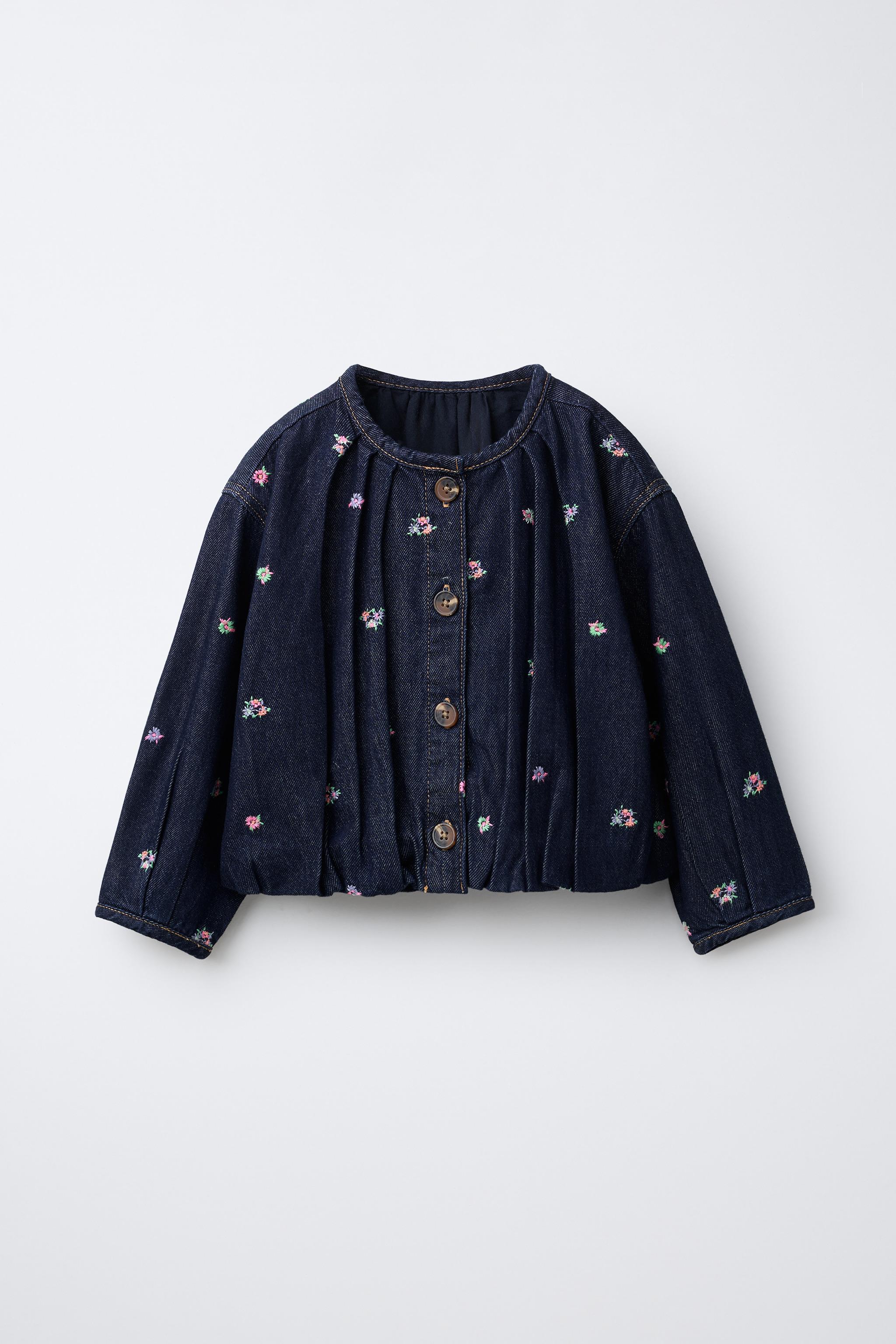 VESTE EN DENIM À FLEURS BRODÉES