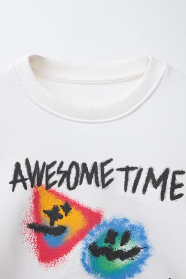 RAISED GRAFFITI SWEATSHIRT - Ecru by Zara - Image 2