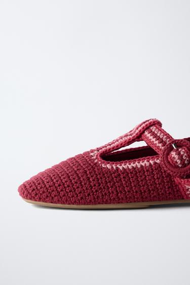 CROCHET T-BAR BALLERINA - Red by Zara - Image 4