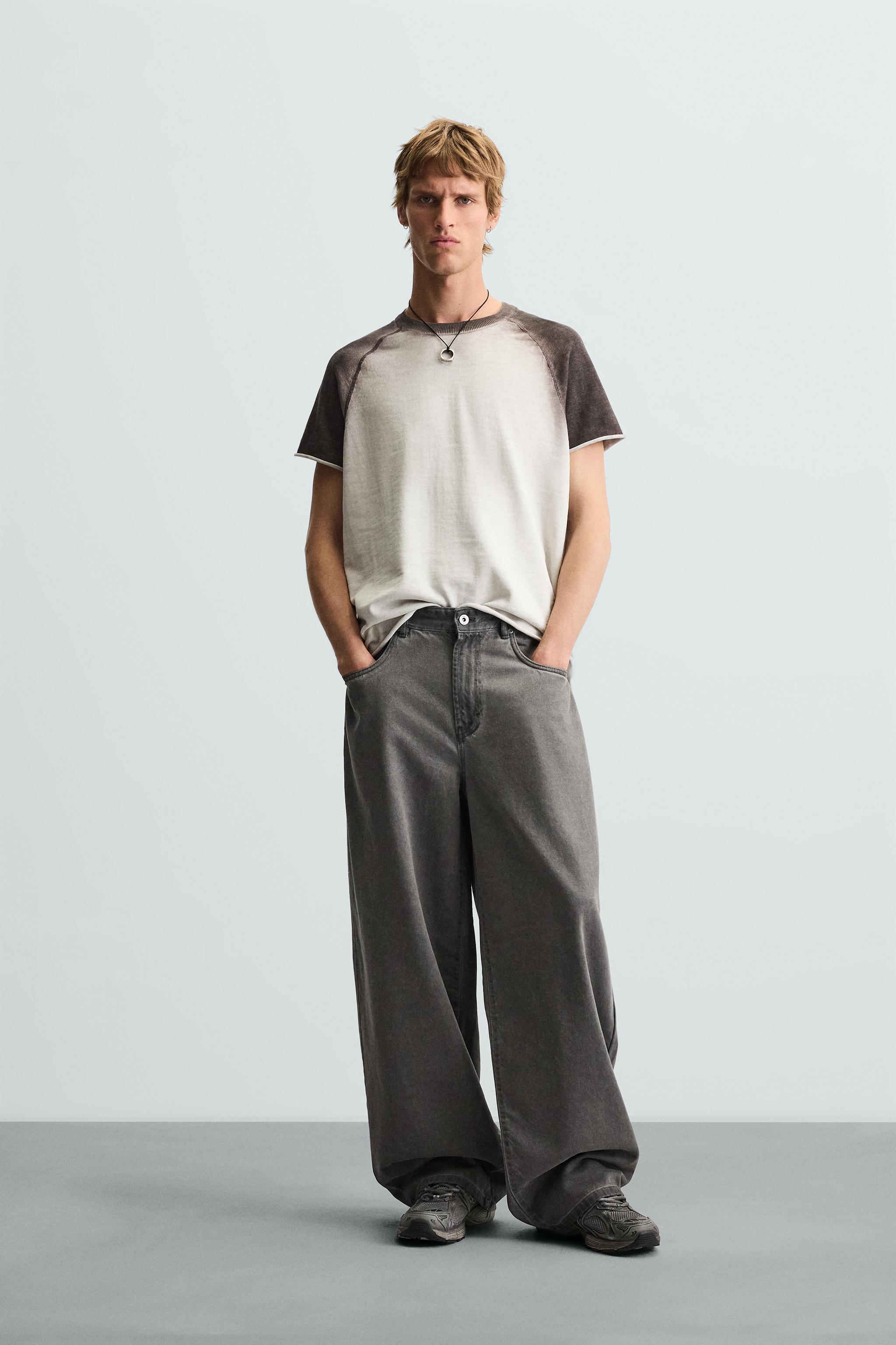 ☆ T·T 『 Unfinished 』 SPRAY PRINT KNIT T-SHIRT - Oyster-white | ZARA South Africa