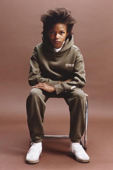 Zara HOODIE AND JOGGER PANTS WITH LABELS SET - Brown