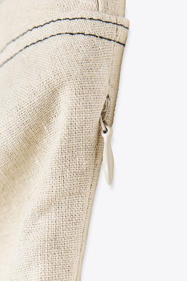 TOP EN LIN SURPIQÛRES CONTRASTE - Beige clair de Zara - Image 7