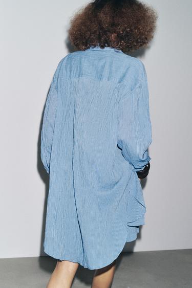 STRIPED LONG SLEEVE SHIRT ZW COLLECTION - Blue by Zara - Image 2