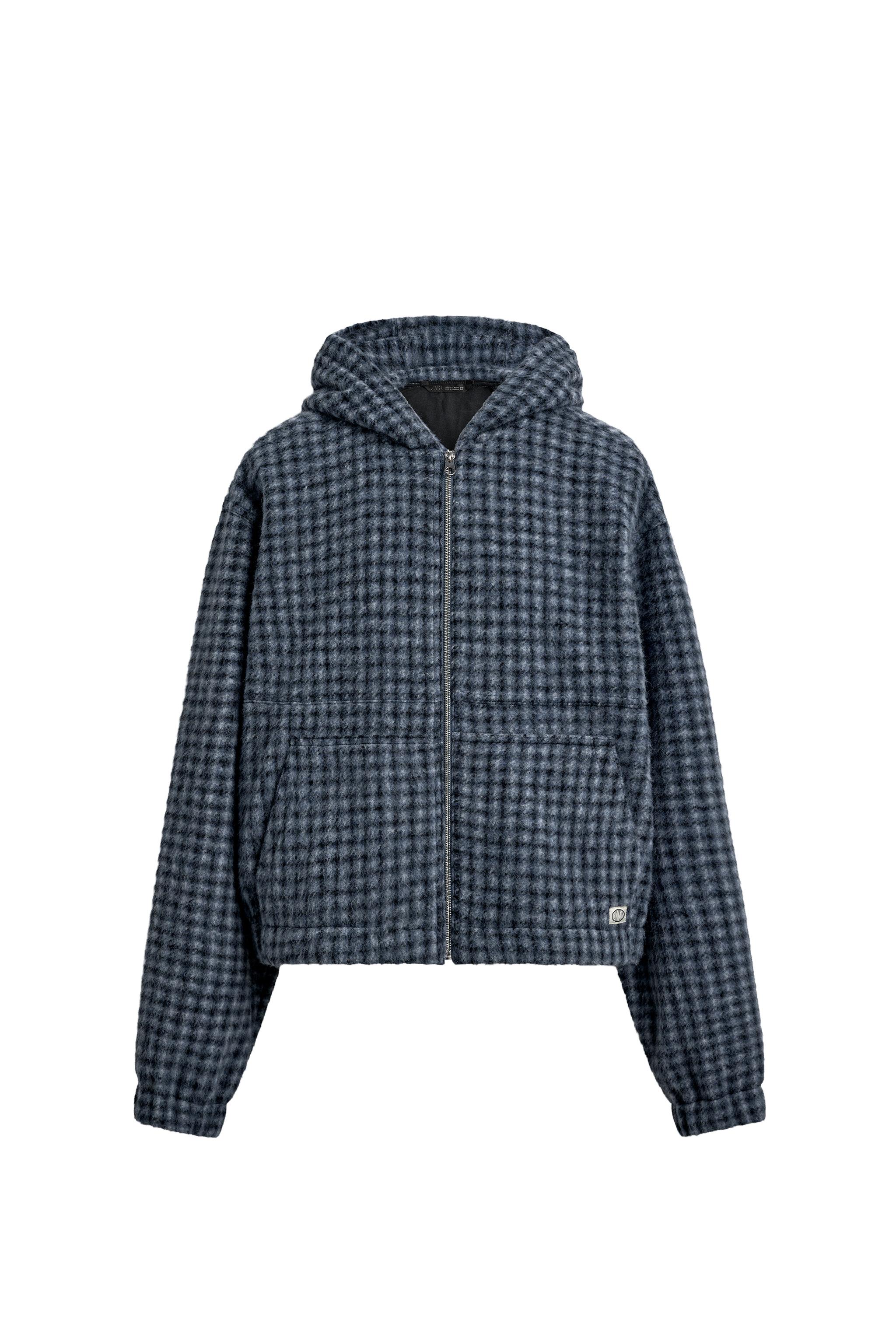 EMBROIDERED HOODED CHECK JACKET