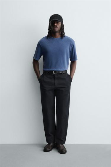 BOXY FIT KNIT T-SHIRT - Blue by Zara - Image 0