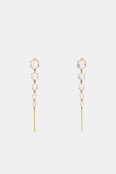 BEJEWELLED DANGLE EARRINGS - Golden by Zara