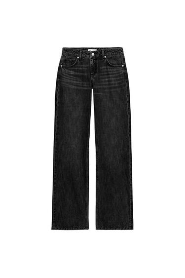 Zara TRF LOW RISE WIDE LEG JEANS - Black