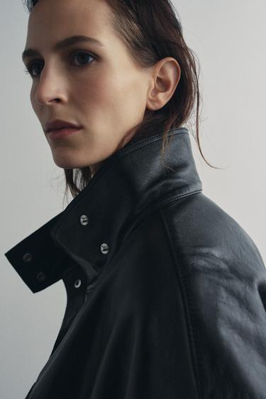 ZW COLLECTION 100% LEATHER OVERSIZE JACKET - Black by Zara