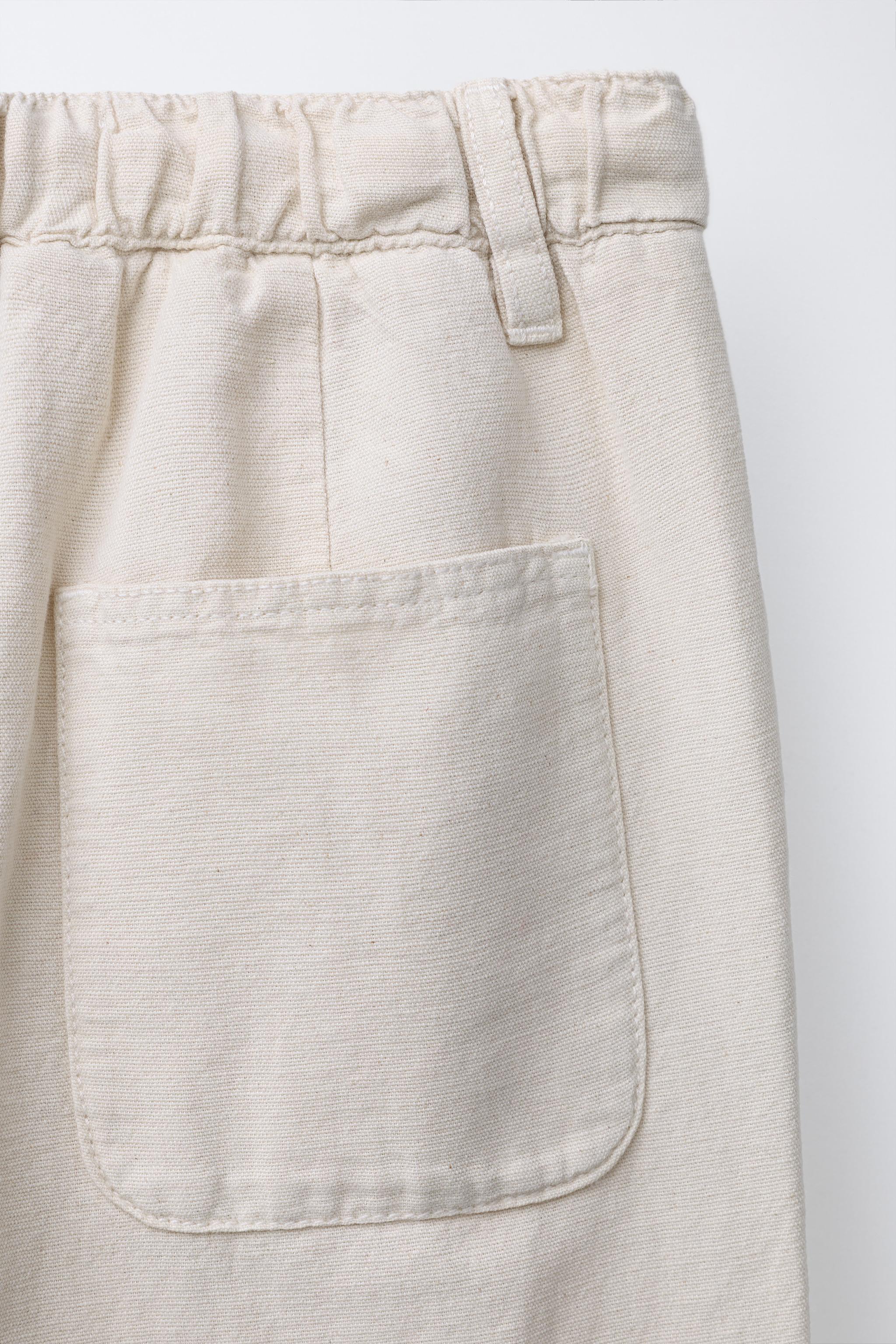 COTTON AND LINEN STRAIGHT PANTS