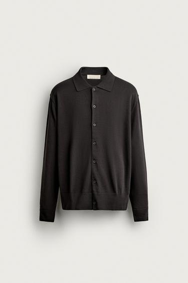 COTTON REGULAR FIT CARDIGAN - Charcoal grey by Zara
