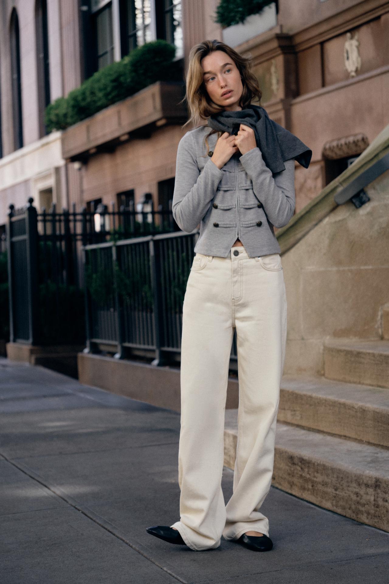 JACKET WITH FROG FASTENING — Gray marl