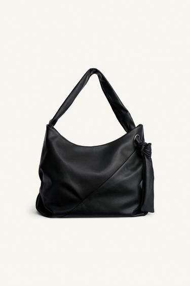 LEATHER SHOULDER BAG - Black by Zara - Image 0