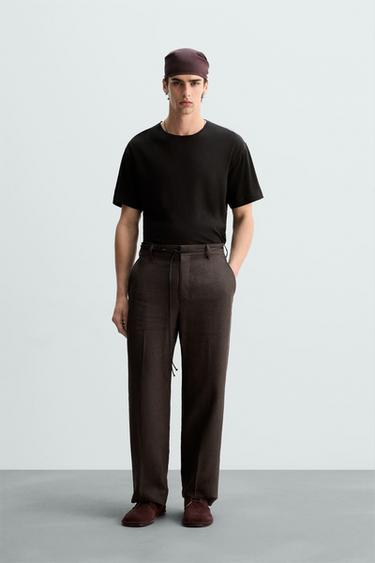 COTTON - LINEN T-SHIRT - Brown by Zara - Image 0