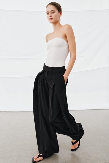 ZW COLLECTION WIDE-LEG TROUSERS - Black by Zara
