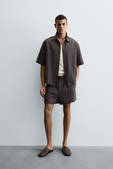 SHORT 100% CÂNHAMO - Marrom da Zara - Imagem 0