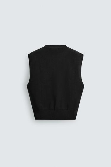 GILET EN MAILLE STRUCTURÉ - Noir de Zara - Image 7