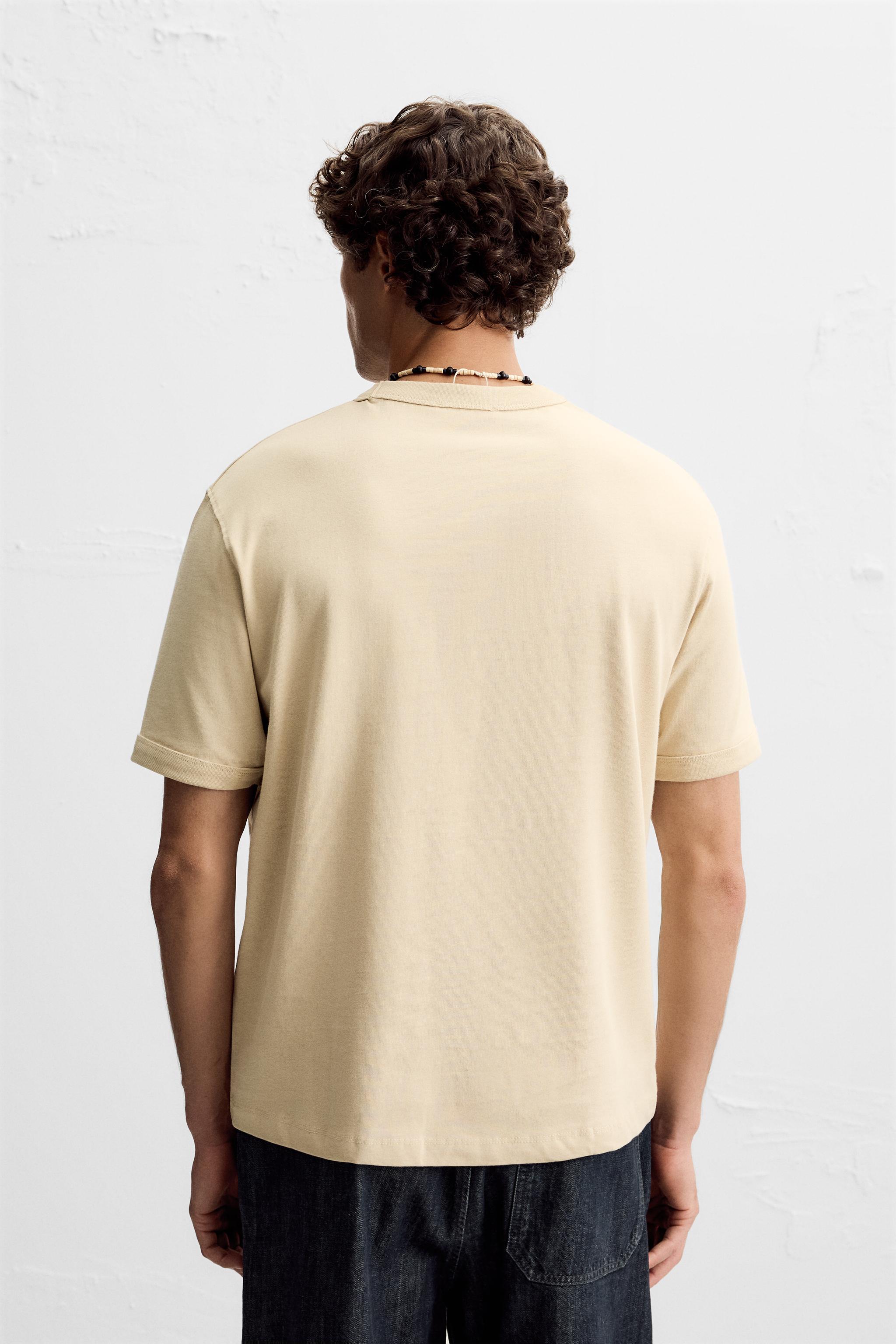 【たろ】 RIBBED TEXT T-SHIRT - Oyster-white | ZARA United States