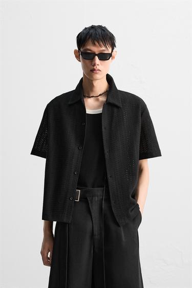 Zara 幾何提花襯衫 - 黑色