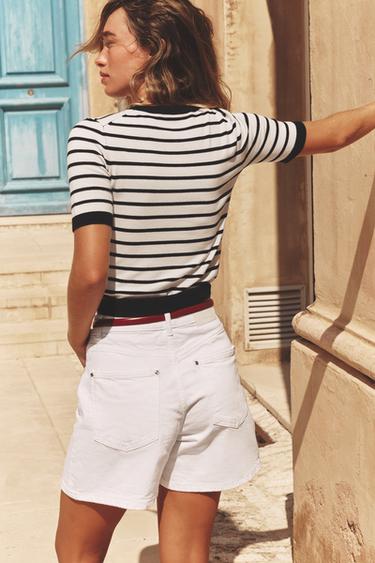 BASIC SHORT SLEEVE KNIT TOP - striped by Zara - Image 2