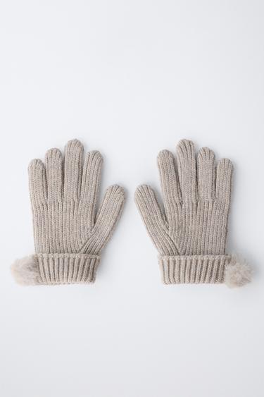 KNIT GLOVES WITH POMPOM - Sand by Zara - Image 3