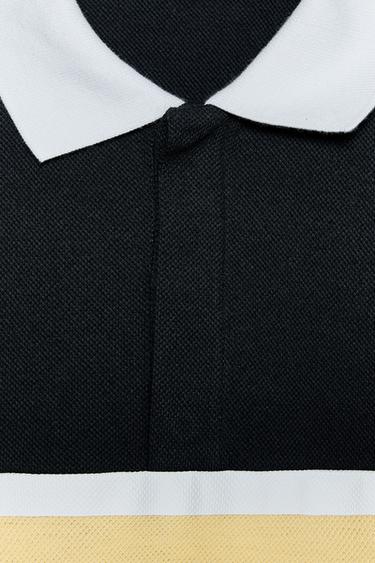 Zara OVERSIZED TEXT POLO SHIRT - Navy blue