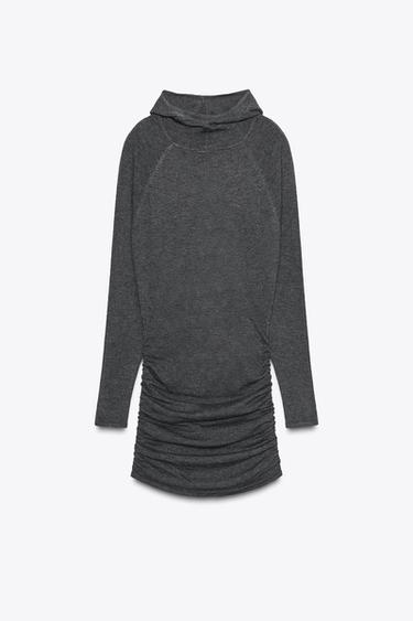 HOODIE KNIT MINI DRESS - Anthracite grey by Zara - Image 7