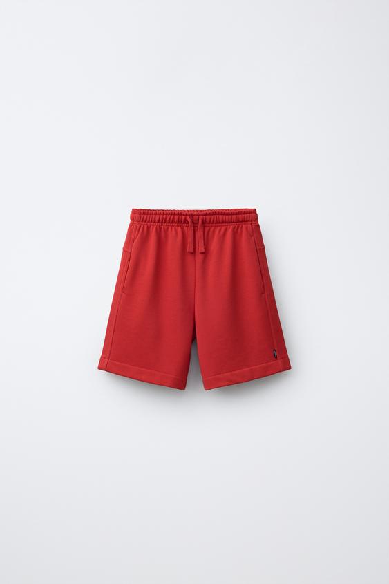 BERMUDA DE MOLETOM LISA - Vermelho da Zara - Imagem 0