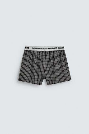 BOXER EN POPELINE JACQUARD AVEC TAILLE - Gris de Zara - Image 2