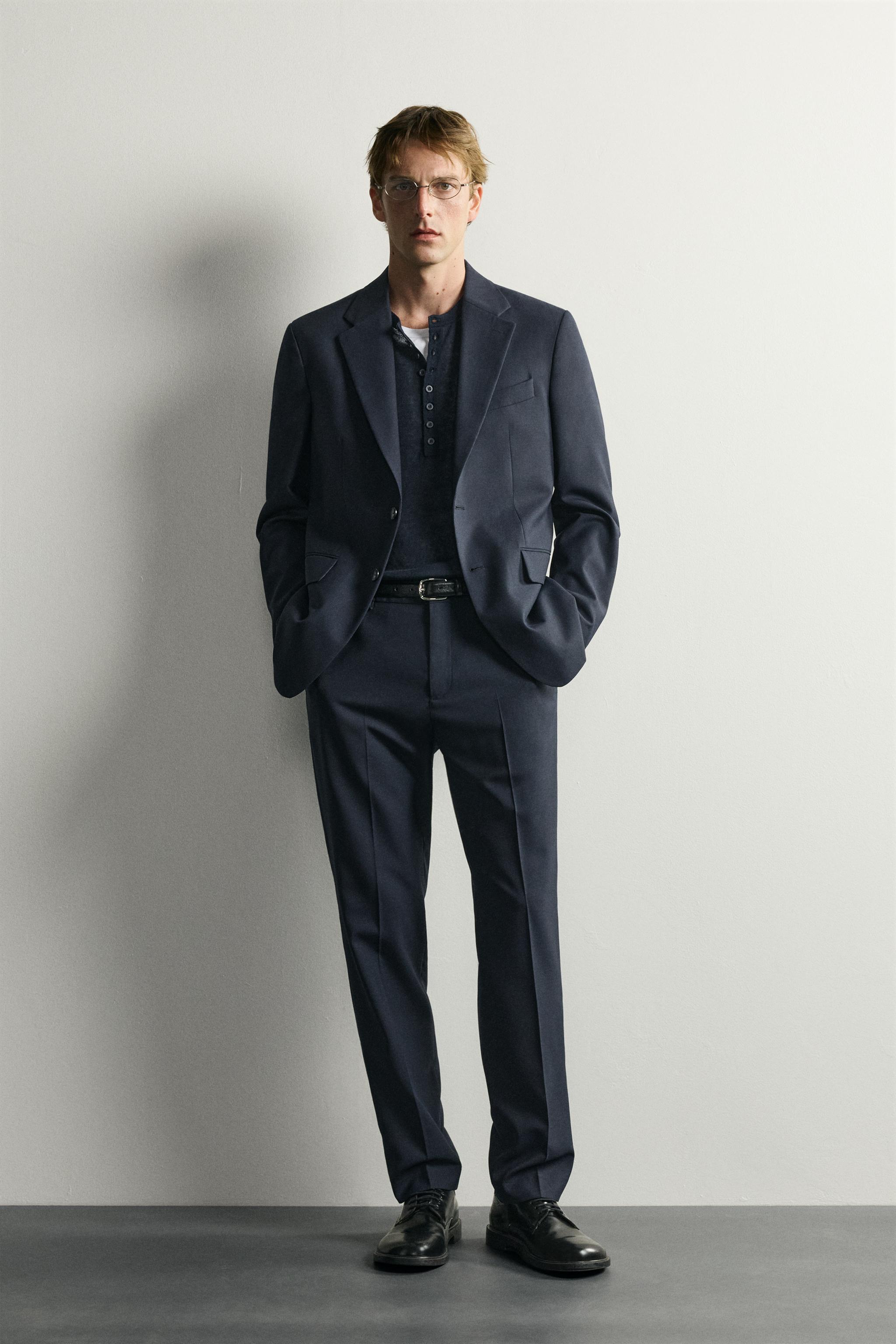 ウール混レギュラーフィットスーツパンツ - ネイビーブルー | ZARA