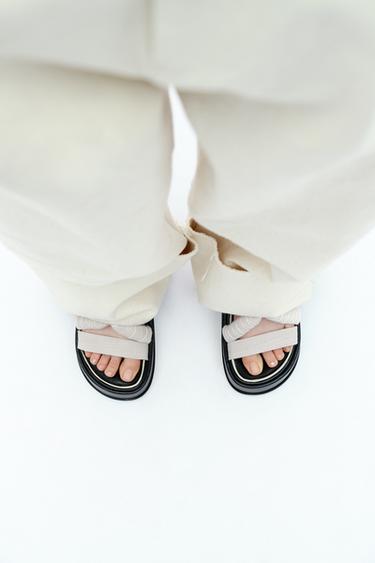 PADDED STRAPPY PLATFORM SANDALS X FANGLU LIN - Beige by Zara