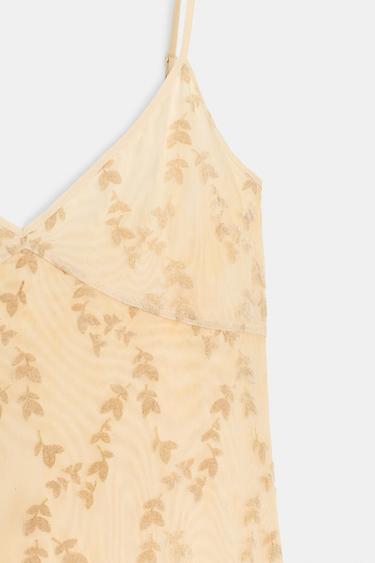 ROBE STYLE LINGERIE EN TISSU DÉVORÉ - Beige de Zara - Image 5
