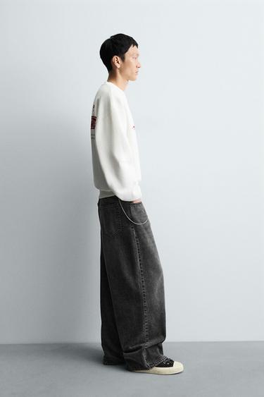 SWEAT-SHIRT À TEXTES IMPRIMÉS - Blanc cassé de Zara - Image 3