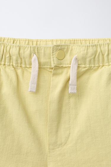 SHORT ÉLASTIQUES EN COTON - Citron vert de Zara - Image 2