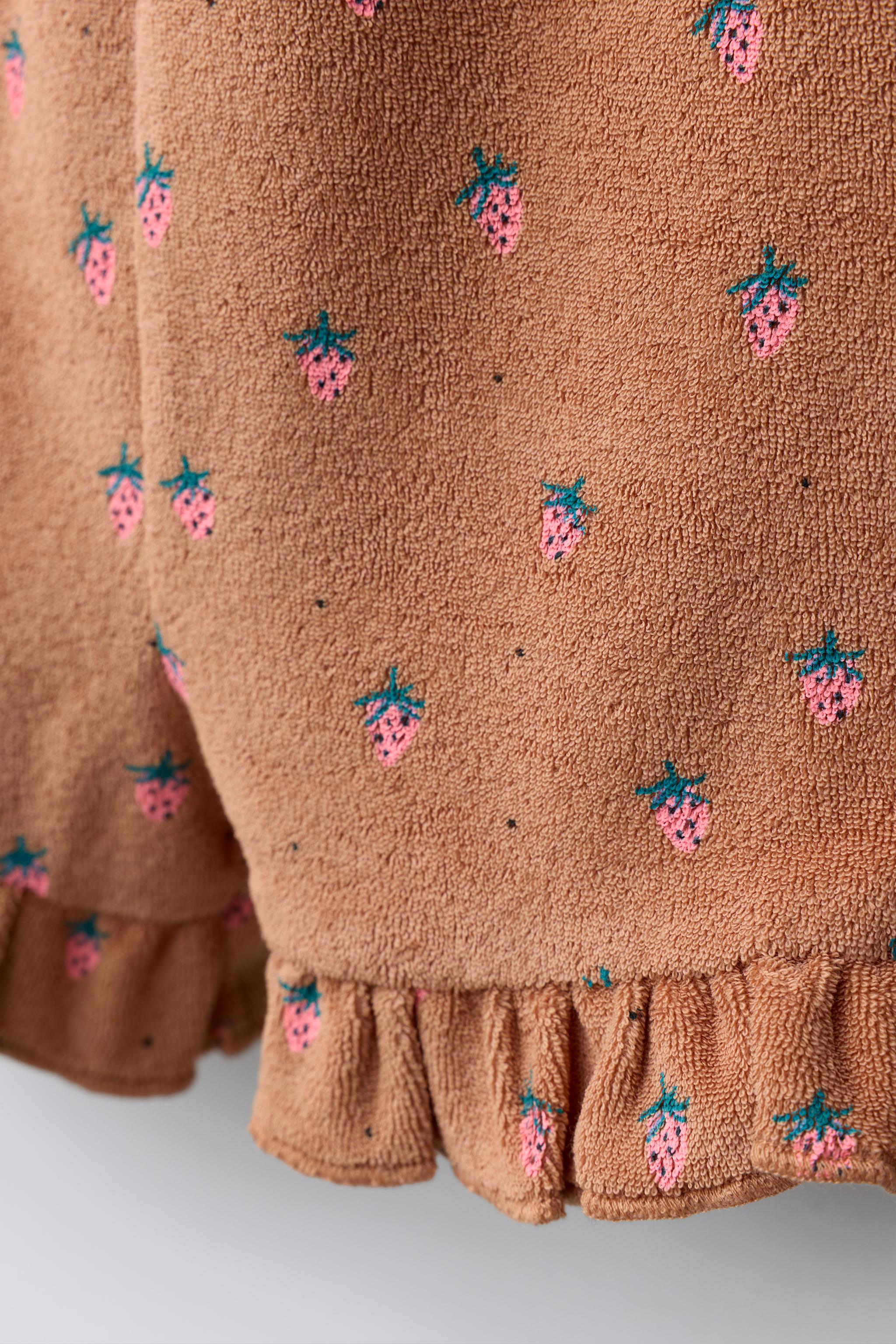 COMBI-SHORT FRAISES EFFET ÉPONGE