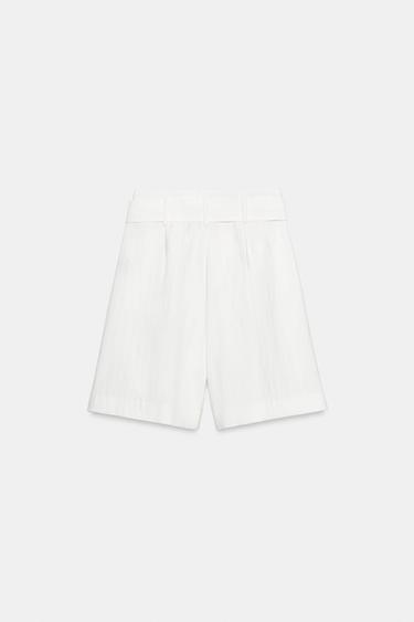 TIE-BELT BERMUDA SHORTS - White by Zara - Image 7