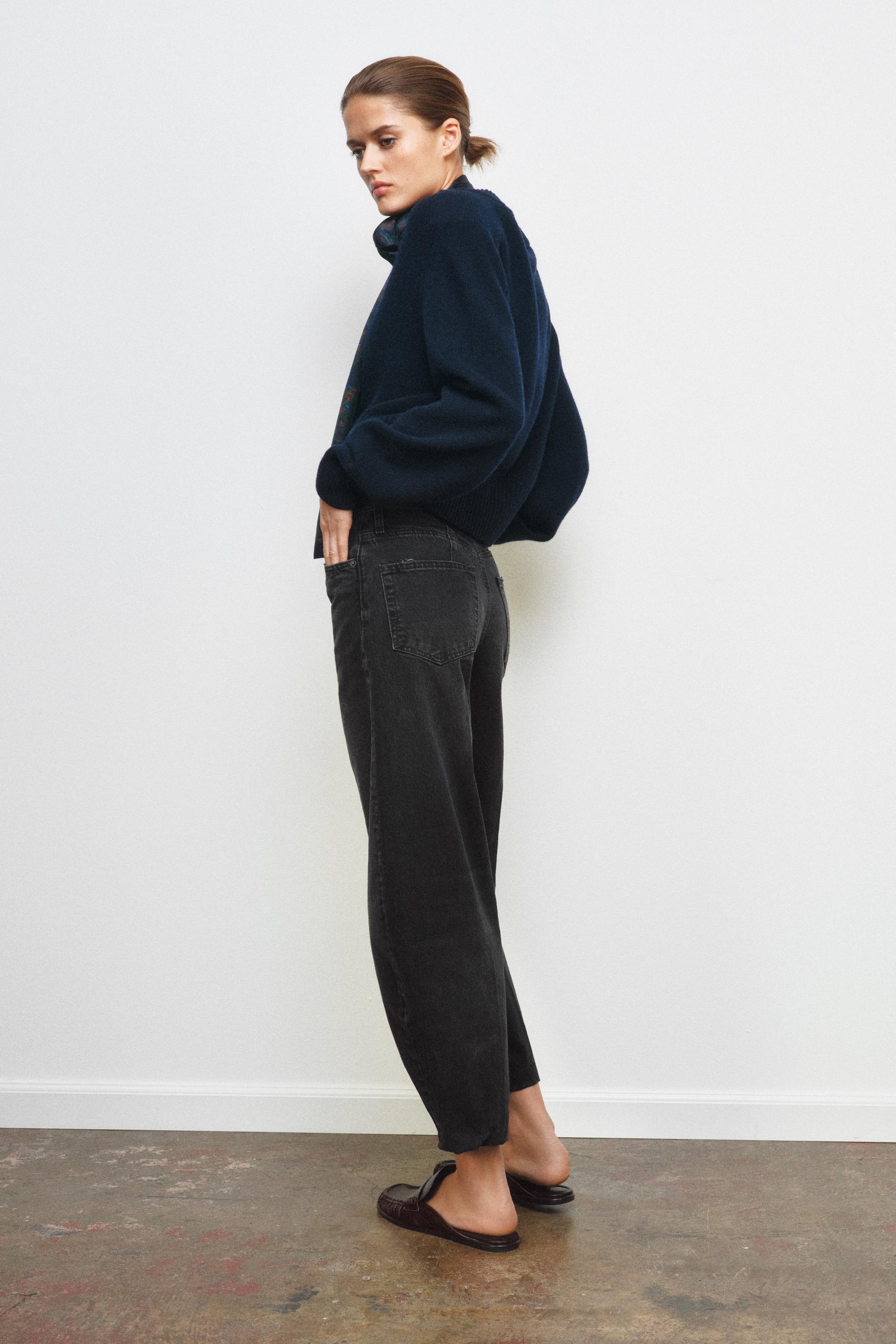 ZW COLLECTION HIGH WAIST STRIPED TAPERED JEANS