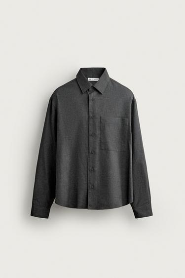 CAMISA REGULAR FIT ESTRUCTURA - Gris de Zara - Imagen 0