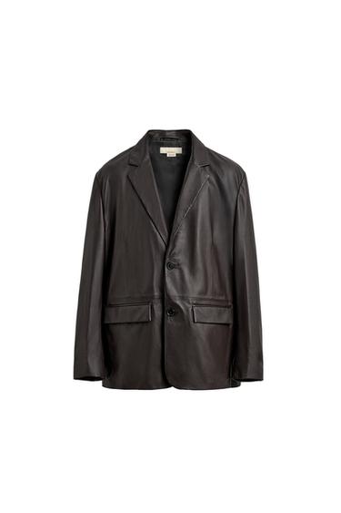 Zara LIMITED EDITION LEATHER BLAZER - Brown