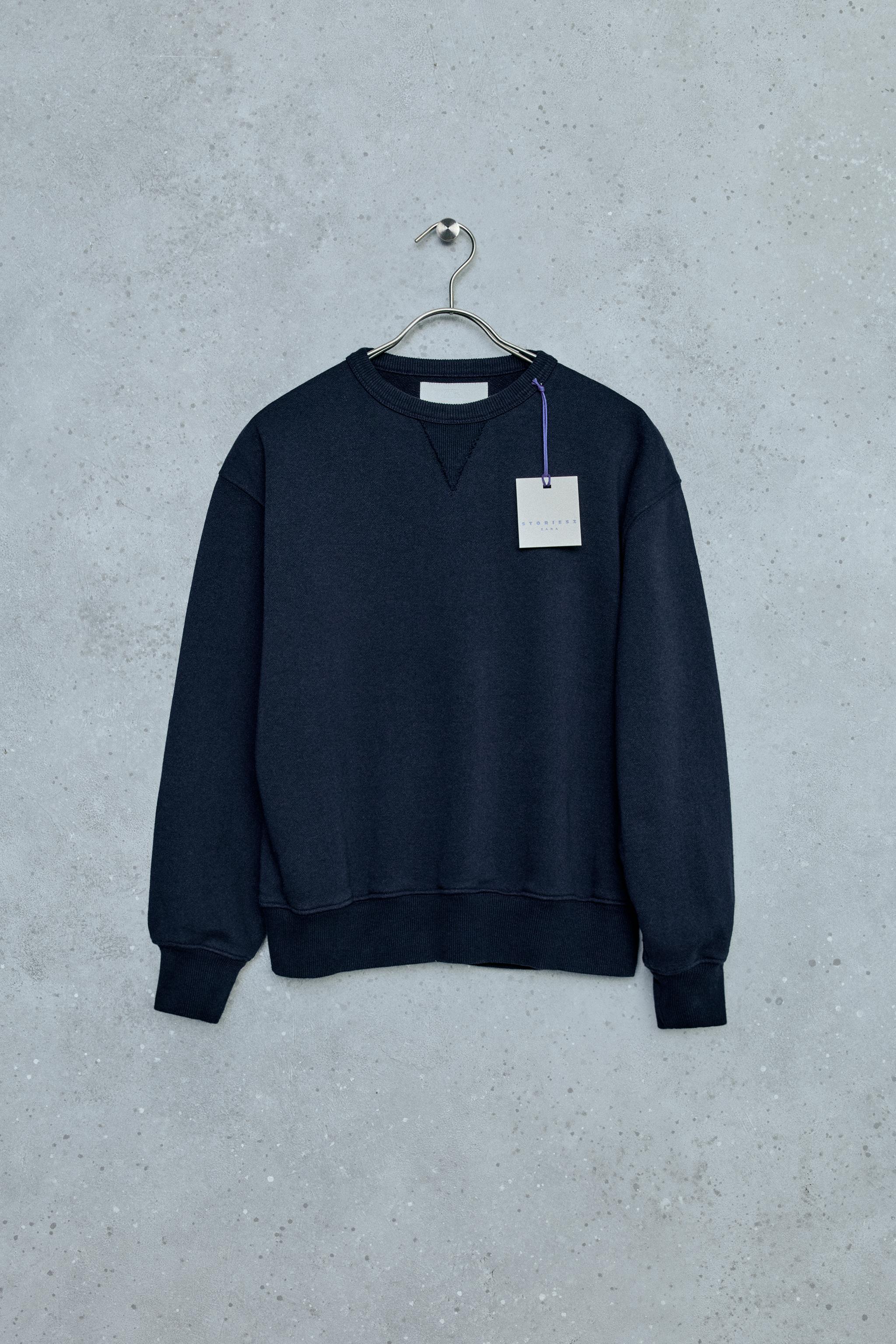 STORIESZ - PLAIN RIBBED SWEATSHIRT — navy