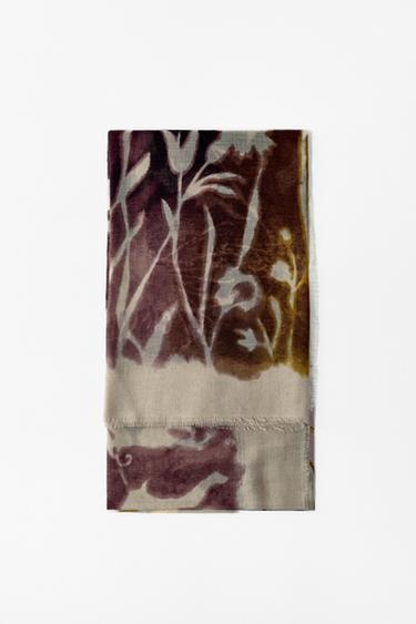 Zara FLORAL PRINT SCARF - Ecru