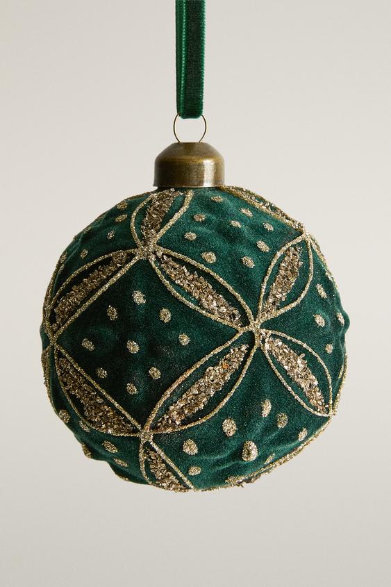WEIHNACHTSBAUMSCHMUCK KUGEL SAMT GLITZER WEIHNACHTEN - Grün von Zara - Bild 0