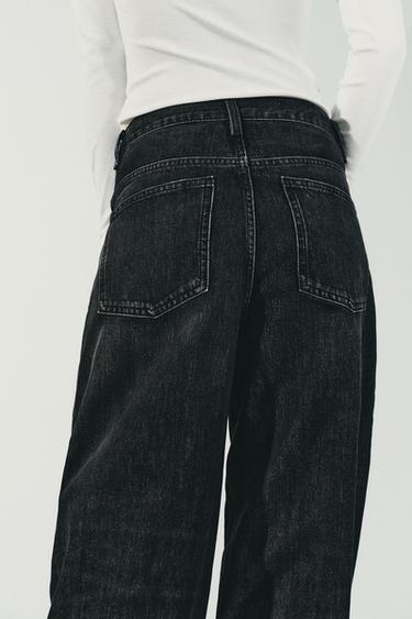 TRF WIDE-LEG HIGH-WAIST JEANS WITH CROSSOVER WAIST - Black by Zara - Image 6